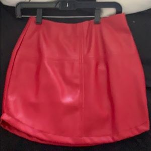 Red leather skirt